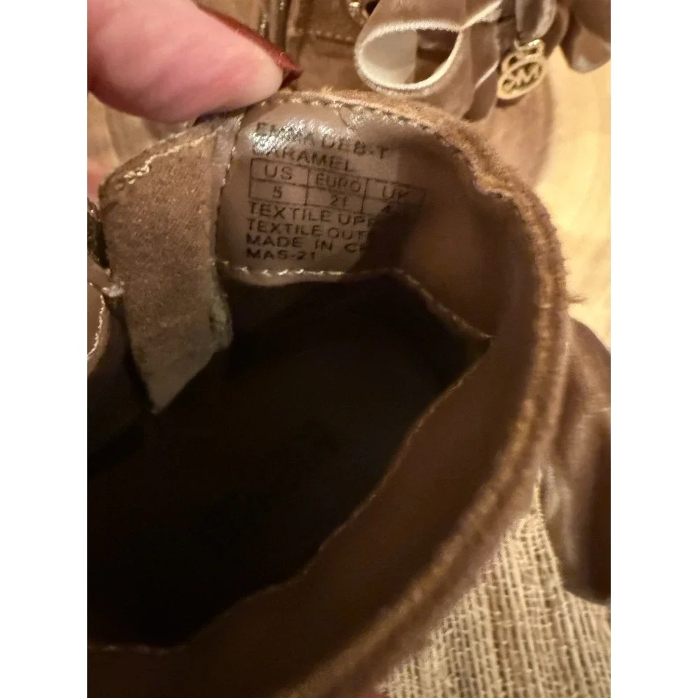MICHAEL‎ Michael Kors Emma Deb Bow Charm Bootie Baby Girl's 5 Caramel New